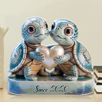 Slow And Steady, Always Together - Couple Personalized Custom Acrylic Plaque Custom Shape - Gift For Husband Wife, Anniversary