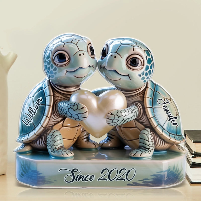 Slow And Steady, Always Together - Couple Personalized Custom Acrylic Plaque Custom Shape - Gift For Husband Wife, Anniversary