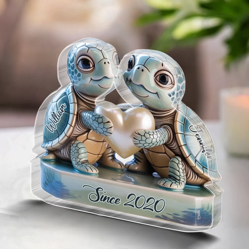 Slow And Steady, Always Together - Couple Personalized Custom Acrylic Plaque Custom Shape - Gift For Husband Wife, Anniversary