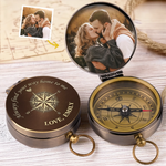 Custom Photo Love Rides With You - Couple Personalized Custom Compass - Gift For Husband Wife, Anniversary