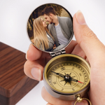 Custom Photo Your Smile Is My Favorite Destination - Couple Personalized Custom Compass - Gift For Husband, Wife, Couple