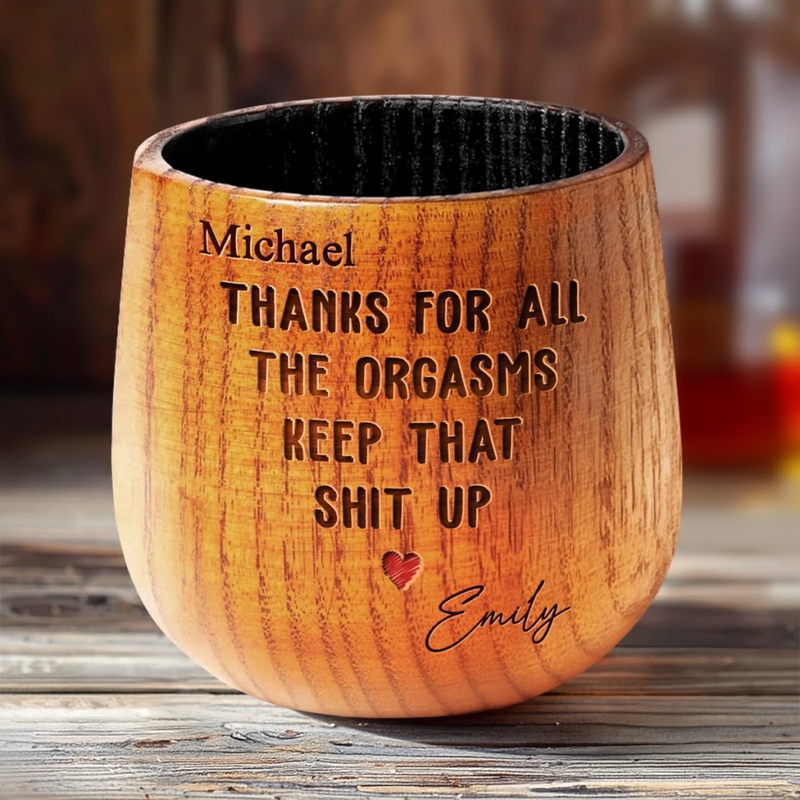 Nestled In Love - Couple Personalized Custom Wooden Whiskey Glass - Gift For Husband Wife, Anniversary