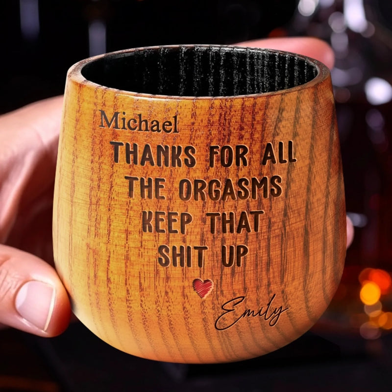 Nestled In Love - Couple Personalized Custom Wooden Whiskey Glass - Gift For Husband Wife, Anniversary