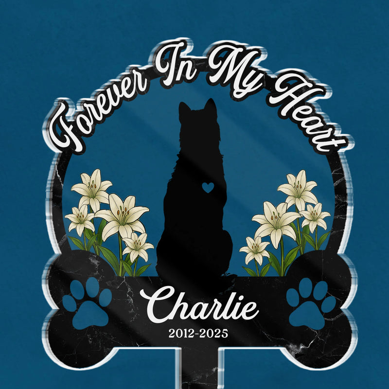Forever My Fur Baby - Memorial Personalized Custom Stain Glass Style Acrylic Garden Stake - Sympathy Gift For Pet Owners, Pet Lovers