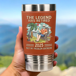 The Legend Has Retired - Personalized Custom Printed Leather Tumbler - Appreciation, Retirement Gift For Coworkers, Husband, Dad