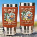 The Legend Has Retired - Personalized Custom Printed Leather Tumbler - Appreciation, Retirement Gift For Coworkers, Husband, Dad