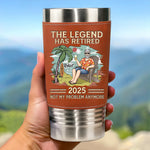 The Legend Has Retired - Personalized Custom Printed Leather Tumbler - Appreciation, Retirement Gift For Coworkers, Husband, Dad
