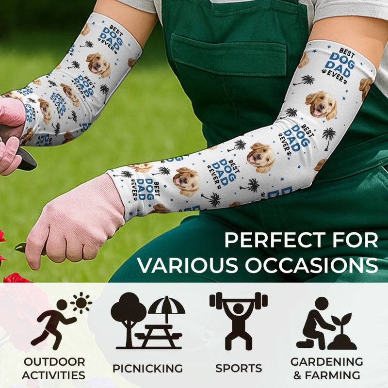 Custom Photo Best Dog Dad Ever - Dog & Cat Personalized Custom Tattoo Arm Sleeve - Summer Vacation Gift For Dad, Dog Lovers