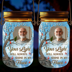 Custom Photo Your Memory Is My Keepsake - Memorial Personalized Custom Solar Jar Lantern - Sympathy Gift For Dad, Grandpa, Husband