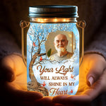 Custom Photo Your Memory Is My Keepsake - Memorial Personalized Custom Solar Jar Lantern - Sympathy Gift For Dad, Grandpa, Husband