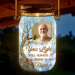 Custom Photo Your Memory Is My Keepsake - Memorial Personalized Custom Solar Jar Lantern - Sympathy Gift For Dad, Grandpa, Husband