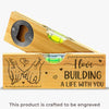 Love Built This Life - Couple Personalized Custom Engraved Wooden Bottle Opener With Built-in Spirit Level - Gift For Husband Wife, Anniversary