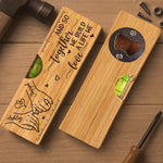 Love Built This Life - Couple Personalized Custom Engraved Wooden Bottle Opener With Built-in Spirit Level - Gift For Couple