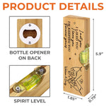 No Measure For Our Love - Couple Personalized Custom Engraved Wooden Bottle Opener With Built-in Spirit Level - Gift For Husband, Wife, Couple