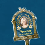 Custom Photo Carried In My Heart - Memorial Personalized Custom Stain Glass Style Acrylic Garden Stake - Sympathy Gift For Family