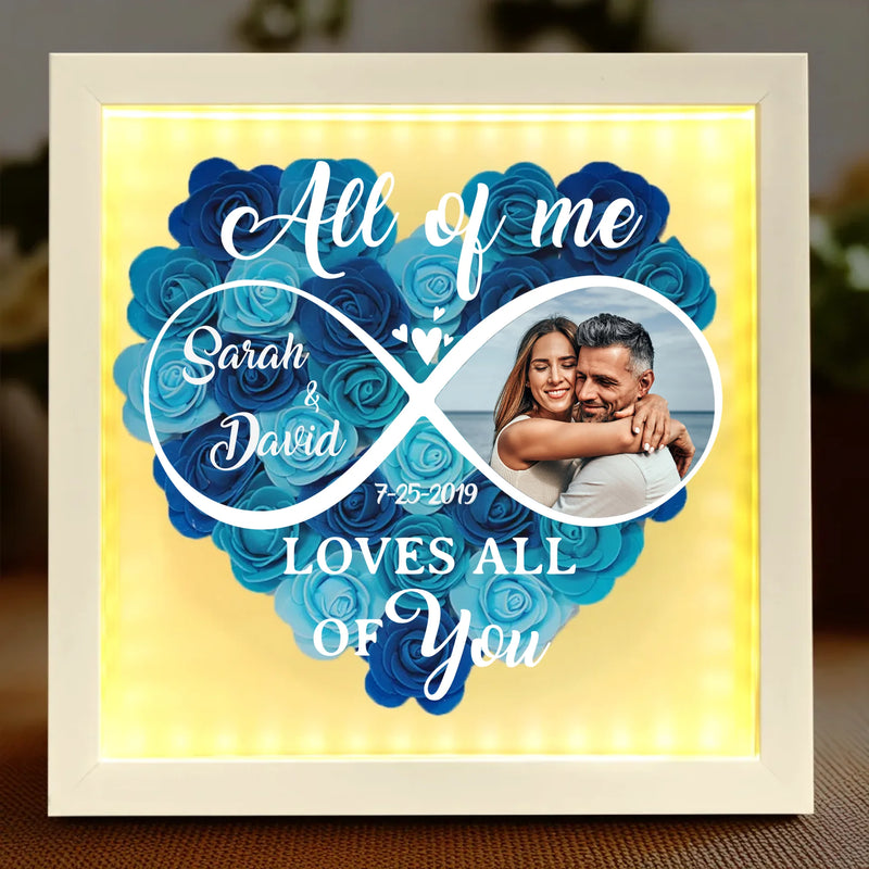 Custom Photo Holding Hands Through Every Season - Couple Personalized Custom Flower Shadow Box With LED - Gift For Husband, Wife, Couple