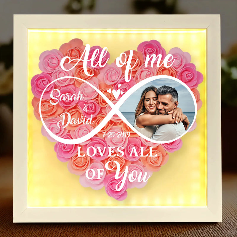 Custom Photo Holding Hands Through Every Season - Couple Personalized Custom Flower Shadow Box With LED - Gift For Husband, Wife, Couple