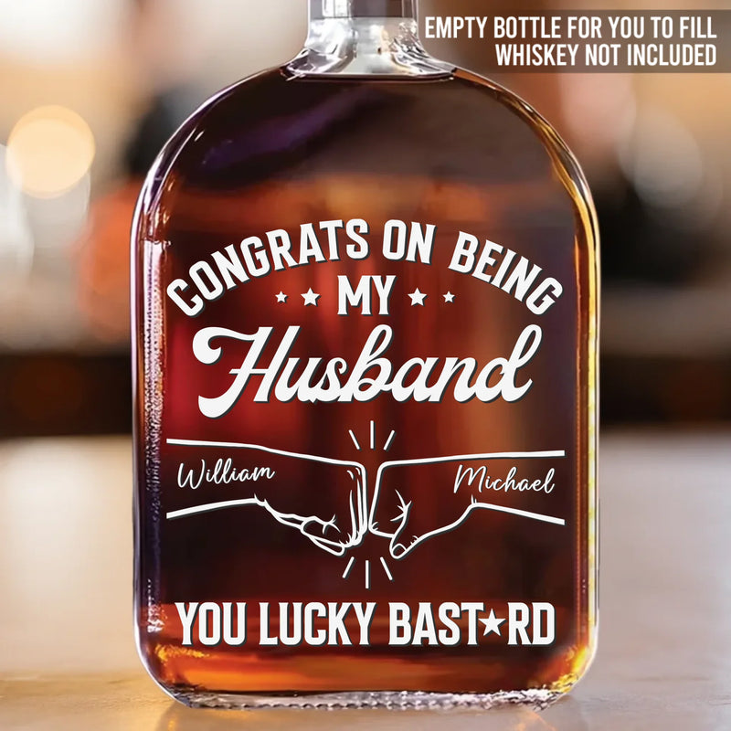 You Got Me, Lucky You - Family Personalized Custom Whiskey Bottle - Gift For Family Members