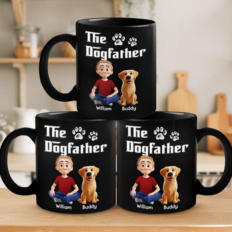 The Dogfather - Dog Personalized Custom Black Mug - Father's Day,  Gift For Dad, Pet Owners, Pet Lovers