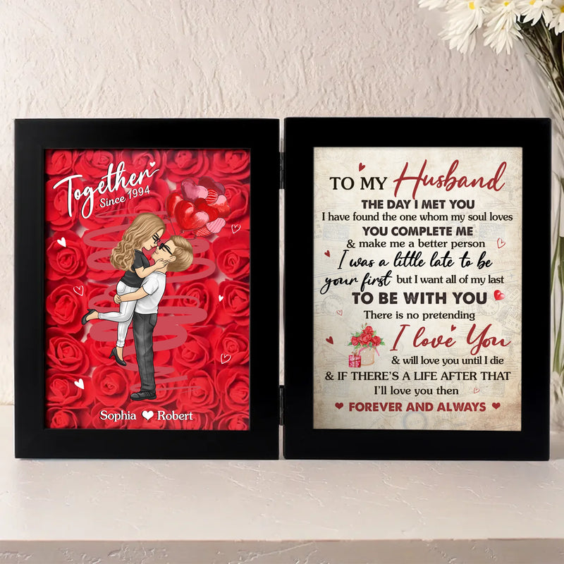 My Heart Belongs To You - Couple Personalized Custom Double Frame Flower Shadow Box - Gift For Husband Wife, Anniversary