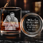 Custom Photo I Love Your Face - Couple Personalized Custom Whiskey Glass With Bottom And Side Engraving - Gift For Husband Wife, Anniversary