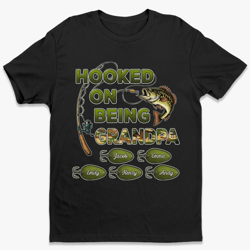 Hooked On Fatherhood - Family Personalized Custom Unisex T-shirt, Premium T-shirt, Hoodie - Father's Day, Gift For Dad, Grandpa