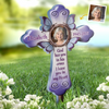 Papillon photo personnalisé « Bisous du ciel » – Piquet de jardin en acrylique personnalisé style vitrail – Cadeau de condoléances pour les membres de la famille