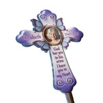Custom Photo Butterfly Kisses From Heaven - Memorial Personalized Custom Stain Glass Style Acrylic Garden Stake - Sympathy Gift For Family