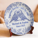 Forever Starts Here - Couple Personalized Custom Ceramic Plate - Gift For Husband Wife, Anniversary