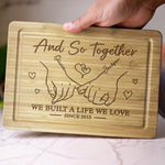 Whisking Through Life Together - Couple Personalized Custom Engraved Wooden Cutting Board - Gift For Couple, Husband, Wife