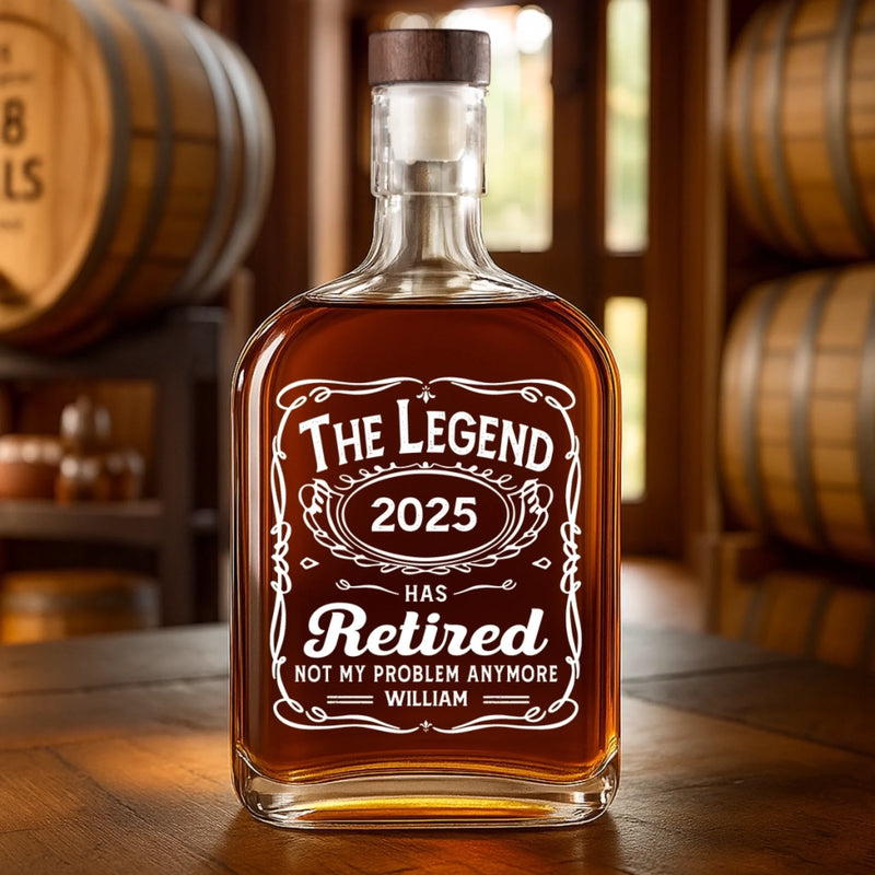 Living The Retired Life - Coworker Personalized Custom Whiskey Bottle - Appreciation, Retirement Gift For Coworkers, Work Friends, Colleagues