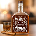 Living The Retired Life - Coworker Personalized Custom Whiskey Bottle - Appreciation, Retirement Gift For Coworkers