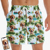 Short de plage hawaïen personnalisé avec photo « Paws And Paradise » pour chien et chat, motif tropical Aloha, idéal pour les vacances d'été. Cadeau idéal pour les propriétaires et les amoureux des animaux.