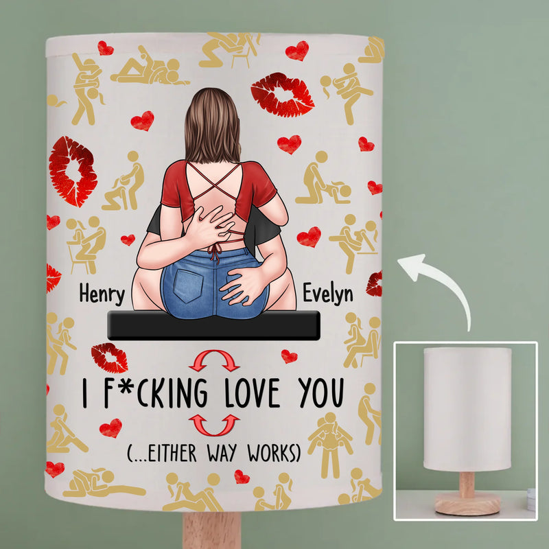 Our Love Comes With Positions - Couple Personalized Custom Linen Bedside Table Lamp - Gift For Husband Wife, Anniversary