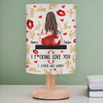 Our Love Comes With Positions - Couple Personalized Custom Linen Bedside Table Lamp - Gift For Couple