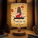 Our Love Comes With Positions - Couple Personalized Custom Linen Bedside Table Lamp - Gift For Couple