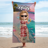 Catch Me Where The Waves Are - Bestie Personalized Custom Beach Towel - Summer Vacation Gift, Birthday Pool Party Gift For Best Friends, BFF, Sisters