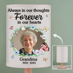 Custom Photo Butterfly Kisses From Heaven - Memorial Personalized Custom Linen Bedside Table Lamp - Sympathy Gift For Family Members