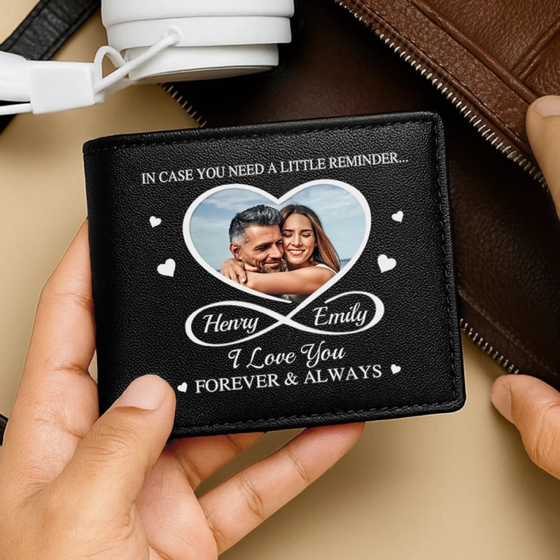 Custom Photo I Love You Forever & Always - Couple Personalized Custom Double-Sided Printed Leather Wallet - Gift For Husband, Wife, Couple