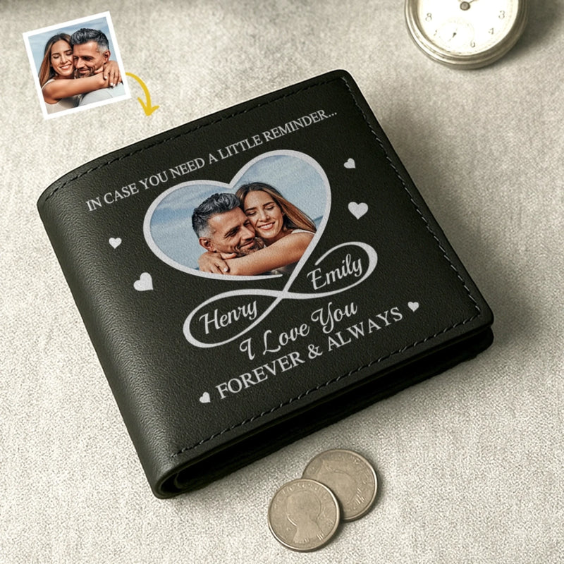 Custom Photo I Love You Forever & Always - Couple Personalized Custom Double-Sided Printed Leather Wallet - Gift For Husband Wife, Anniversary
