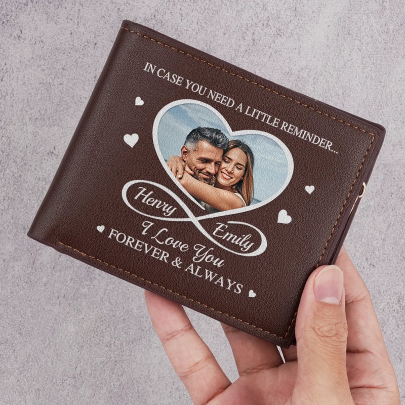 Custom Photo I Love You Forever & Always - Couple Personalized Custom Double-Sided Printed Leather Wallet - Gift For Husband, Wife, Couple