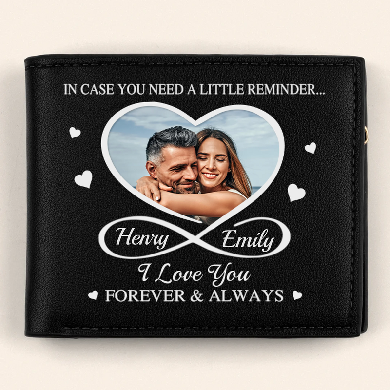 Custom Photo I Love You Forever & Always - Couple Personalized Custom Double-Sided Printed Leather Wallet - Gift For Husband, Wife, Couple