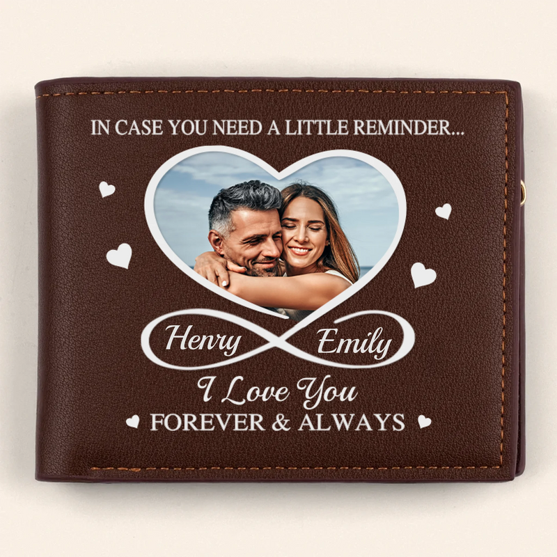 Custom Photo I Love You Forever & Always - Couple Personalized Custom Double-Sided Printed Leather Wallet - Gift For Husband, Wife, Couple