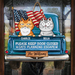 Cat Planning Escape With A Truck - Cat Personalized Custom Home Decor Wood Sign - House Warming Gift For Cat Lovers