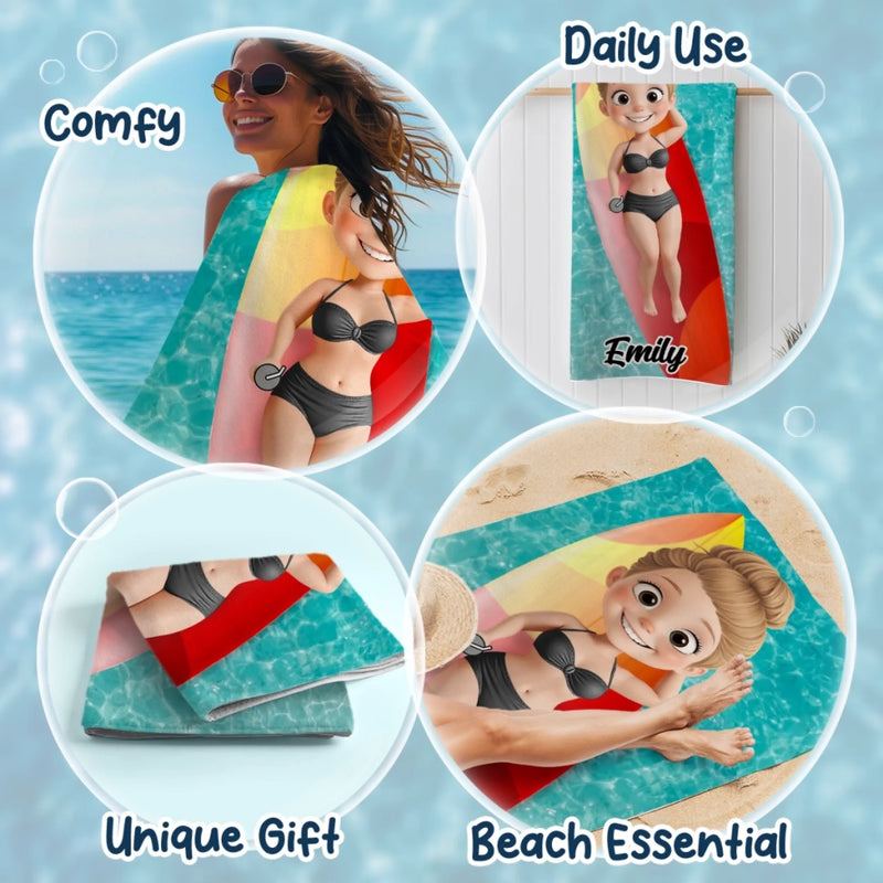 Paradise Found - Bestie Personalized Custom Beach Towel - Summer Vacation Gift, Birthday Pool Party Gift For Best Friends, Sisters