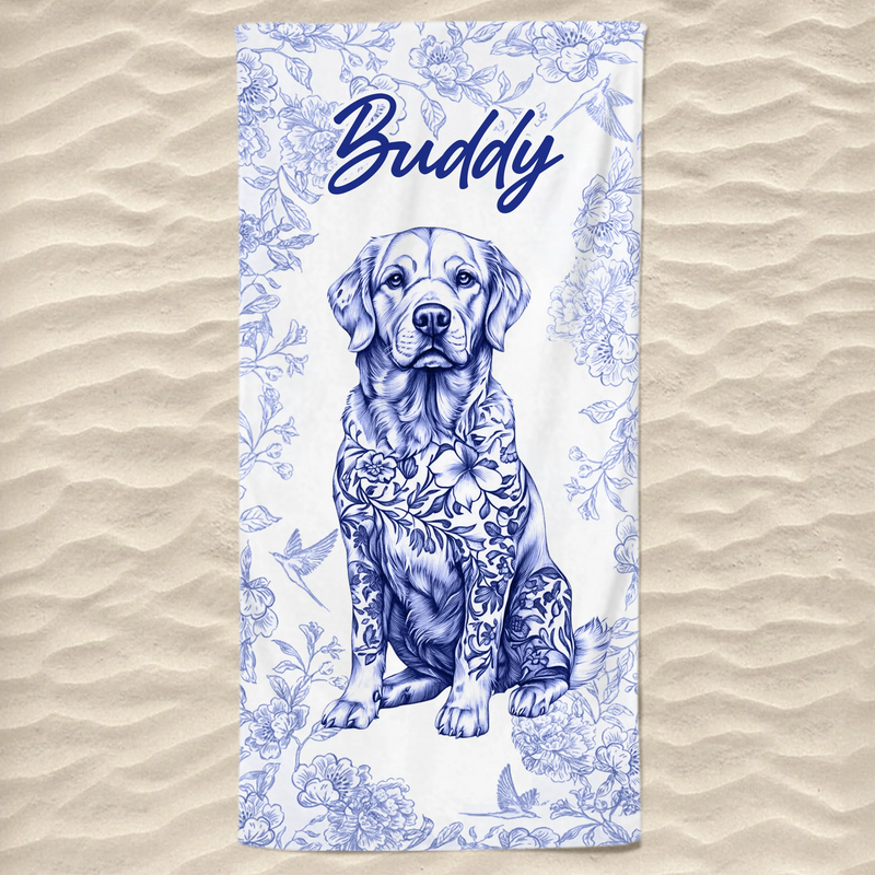 Hello Sunshine - Dog Personalized Custom Beach Towel - Summer Vacation Gift, Birthday Pool Party Gift For Pet Owners, Pet Lovers