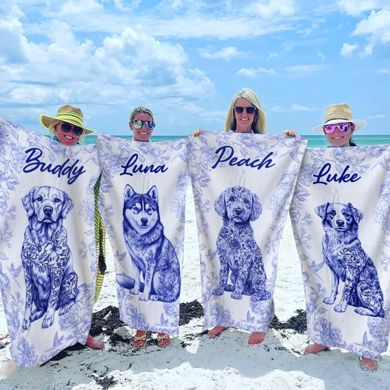 Hello Sunshine - Dog Personalized Custom Beach Towel - Summer Vacation Gift, Birthday Pool Party Gift For Pet Owners, Pet Lovers