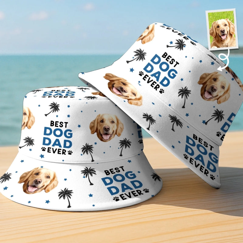 Custom Photo Fueled By Treats And Tail Wags - Dog & Cat Personalized Custom Bucket Hat - Summer Vacation Gift For Pet Owners, Pet Lovers