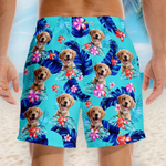 Custom Photo Paws Out, Sun's Out - Dog & Cat Personalized Custom Tropical Hawaiian Aloha Men Beach Shorts - Summer Vacation Gift For Dog Lovers