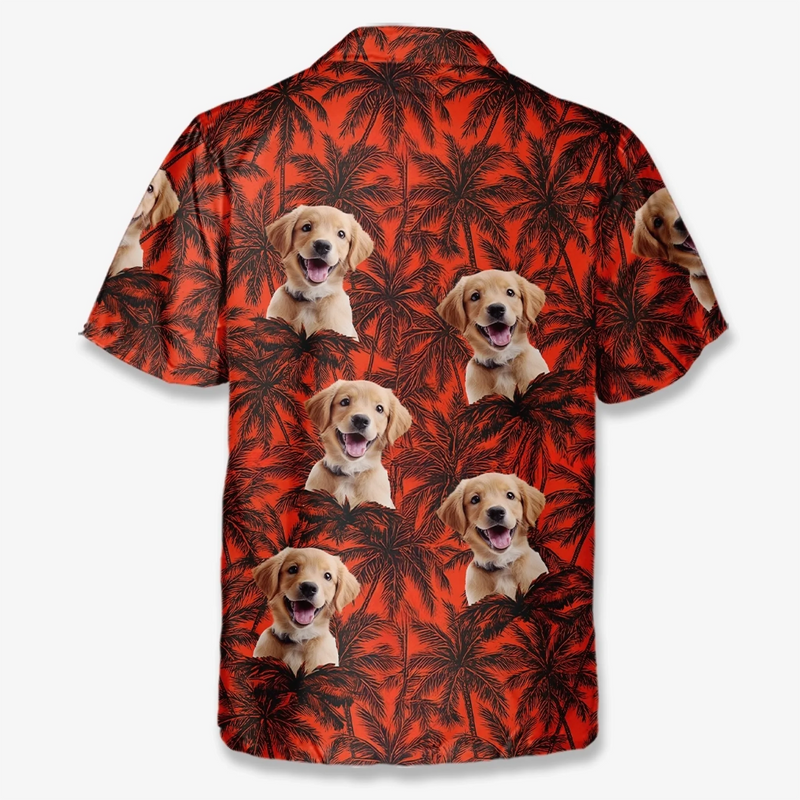 Custom Photo Paws And Palm Trees - Dog & Cat Personalized Custom Unisex Tropical Hawaiian Aloha Shirt - Summer Vacation Gift, Gift For Pet Owners, Pet Lovers